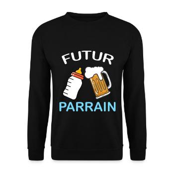 le Meilleur futur Parrain Cadeau Naissance Filleul - Sweat-shirt Unisexe - noir - Devant - Alina (178cm) & Michal (187cm)