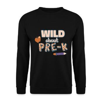 Wild About Pre-K Lehrer Schule Pre-K Tier Drucken - Unisex Pullover - Schwarz - Vorne - Alina (178cm) & Michal (187cm)
