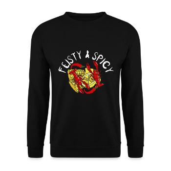 Feurig & Würzig - Krebsmotiv Für Liebhaber - Unisex Pullover - Schwarz - Vorne - Alina (178cm) & Michal (187cm)