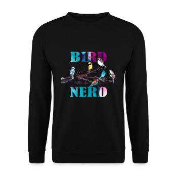 Bird Nerd Lustiges Vogel Design - Unisex Pullover - Schwarz - Vorne - Alina (178cm) & Michal (187cm)