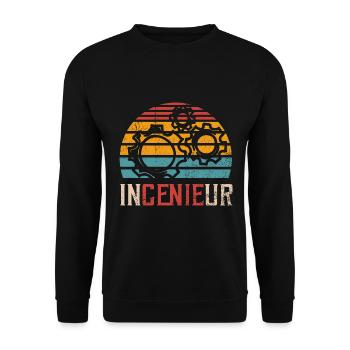 Ingenieur Genie Maschinenbau Student Vintage Retro - Unisex Pullover - Schwarz - Vorne - Alina (178cm) & Michal (187cm)