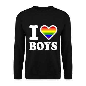 I love boys - Unisex Pullover - Schwarz - Vorne - Alina (178cm) & Michal (187cm)