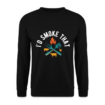 I'd Smoke That Grill BBQ Short Ribs Rack - Unisex Pullover - Schwarz - Vorne - Alina (178cm) & Michal (187cm)