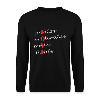 Pilates Motiviert Bewegt Heilt - Unisex Pullover - Schwarz - Vorne - Alina (178cm) & Michal (187cm)