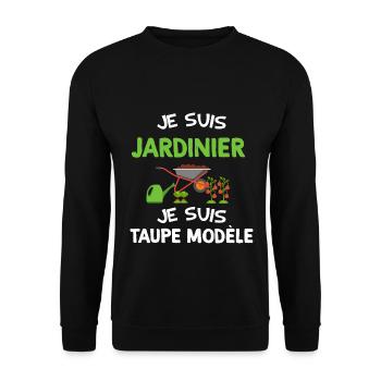 Je suis jardinier je suis taupe modèle Jardin - Sweat-shirt Unisexe - noir - Devant - Alina (178cm) & Michal (187cm)