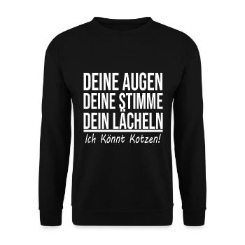 Deine Augen Deine Stimme Dein Lächeln - Lustig - Unisex Pullover - Schwarz - Vorne - Alina (178cm) & Michal (187cm)