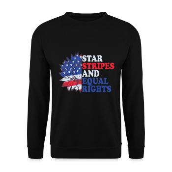 Rayures étoilées et égalité - Sweat-shirt Unisexe - noir - Devant - Alina (178cm) & Michal (187cm)