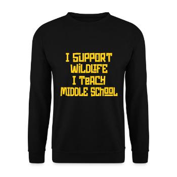 I Support Wildlife I Teach Middle School - Lehrer - Unisex Pullover - Schwarz - Vorne - Alina (178cm) & Michal (187cm)
