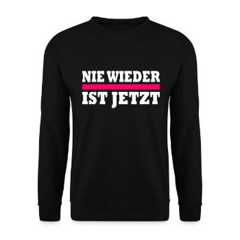 Nie wieder ist jetzt - Unisex Pullover - Schwarz - Vorne - Alina (178cm) & Michal (187cm)