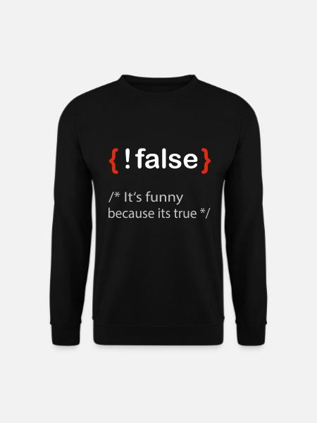 Programmierer false true Informatiker Student - Unisex Pullover - Schwarz