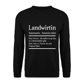 Landwirtin Bäuerin Definition Bedeutung Beruf - Unisex Pullover - Schwarz - Vorne - Alina (178cm) & Michal (187cm)