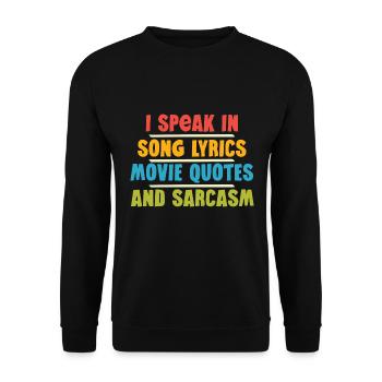Je parle en paroles de chansons, citations de films et - Sweat-shirt Unisexe - noir - Devant - Alina (178cm) & Michal (187cm)