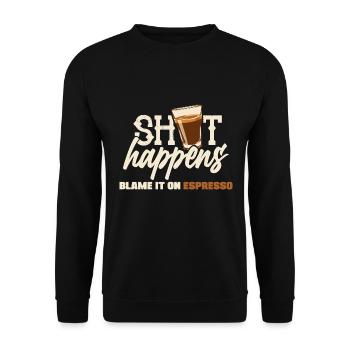 Shot Happens - Espresso Coffee Lovers - Unisex Sweatshirt - black - Front - Alina (178cm) & Michal (187cm)