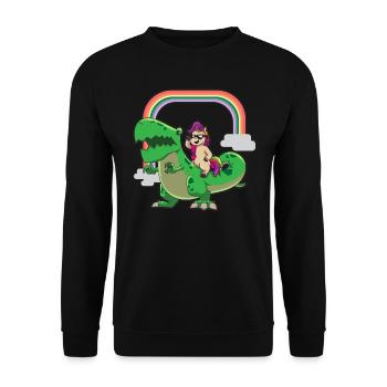 Unicorn loves T Rex - Unisex Sweatshirt - black - Front - Alina (178cm) & Michal (187cm)