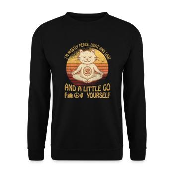 Cat Yoga Meditation Meditate Gift Love - Unisex Sweatshirt - black - Front - Alina (178cm) & Michal (187cm)