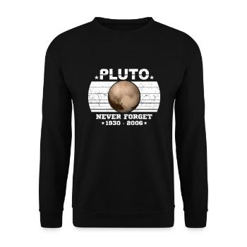 Never Forget Pluto Shirt Vintage Planet Pluto - Sweat-shirt Unisexe - noir - Devant - Alina (178cm) & Michal (187cm)
