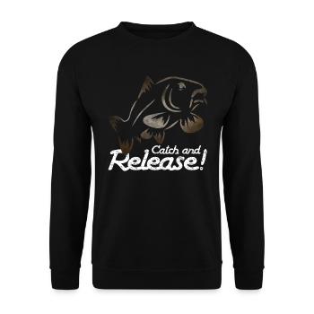 Catch and Release - Carp Fishing - Unisex Sweatshirt - black - Front - Alina (178cm) & Michal (187cm)
