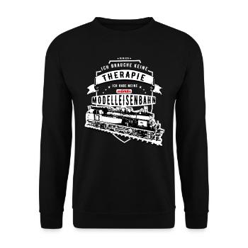 Märklin Ich Brauche Keine Therapie Modelleisenbahn - Unisex Pullover - Schwarz - Vorne - Alina (178cm) & Michal (187cm)