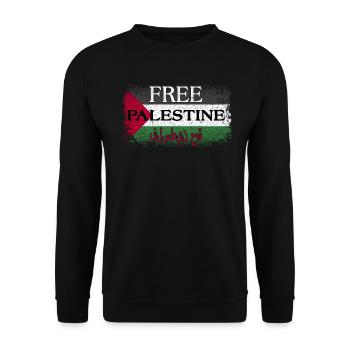 Free Palestine Support Free Palestine Flag - Unisex Sweatshirt - black - Front - Alina (178cm) & Michal (187cm)