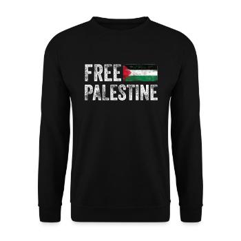 Free Palestine Support Free Palestine Flag - Unisex Sweatshirt - black - Front - Alina (178cm) & Michal (187cm)