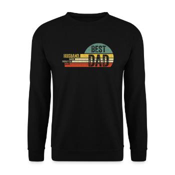 Husband Daddy Protector Hero Best Dad Vatertag - Unisex Pullover - Schwarz - Vorne - Alina (178cm) & Michal (187cm)