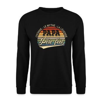 Papa L'Homme Le Mythe La Légende Père-fect Rétro - Unisex Pullover - Schwarz - Vorne - Alina (178cm) & Michal (187cm)