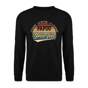 papou L'Homme Le Mythe La Légende Père-fect Rétro - Unisex Pullover - Schwarz - Vorne - Alina (178cm) & Michal (187cm)