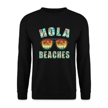 Hola Beaches Top Retro Summer Beach Sunglasses - Unisex Sweatshirt - black - Front - Alina (178cm) & Michal (187cm)