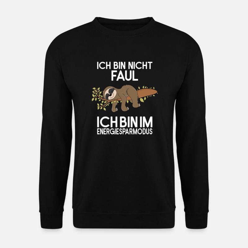 Faultier Energiesparmodus Fauler Faultierspruch - Unisex Pullover - Schwarz