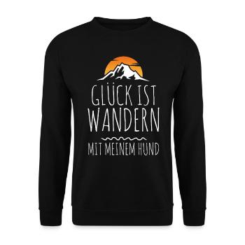 Glück ist Wandern mit meinem Hund - Unisex Pullover - Schwarz - Vorne - Alina (178cm) & Michal (187cm)