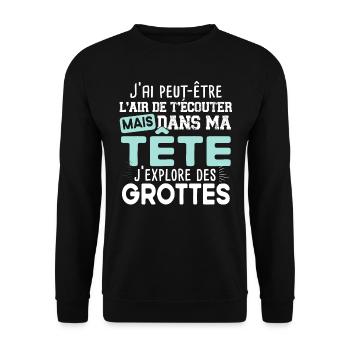 Spéléologue Spéléologie Chercheur Explorer Humour - Sweat-shirt Unisexe - noir - Devant - Alina (178cm) & Michal (187cm)