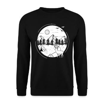 Forest deer in black Graphic - Unisex Sweatshirt - black - Front - Alina (178cm) & Michal (187cm)