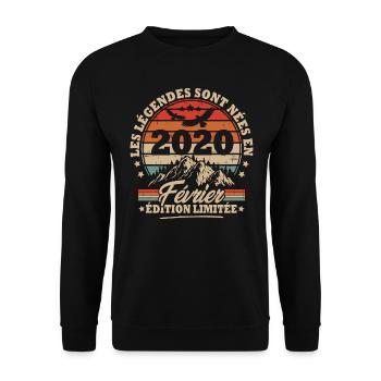 Cadeau D'anniversaire Nées En Février 2020 - Sweat-shirt Unisexe - noir - Devant - Alina (178cm) & Michal (187cm)