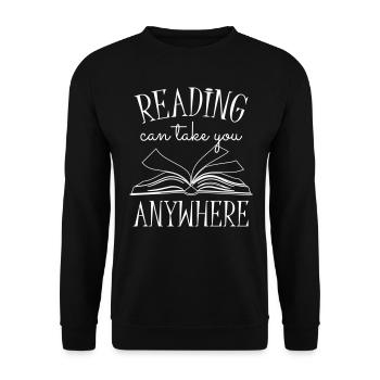 Reading Can Take You Anywhere - Unisex Pullover - Schwarz - Vorne - Alina (178cm) & Michal (187cm)