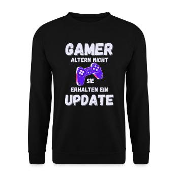 GAMER Lustiger Spruch Gaming Update - Unisex Pullover - Schwarz - Vorne - Alina (178cm) & Michal (187cm)