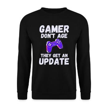 GAMER don't age they get an update Gaming - Unisex Sweatshirt - black - Front - Alina (178cm) & Michal (187cm)