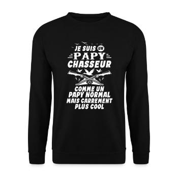 Un Papy Chasseur comme un Papy Normal Cadeau Papy - Sweat-shirt Unisexe - noir - Devant - Alina (178cm) & Michal (187cm)