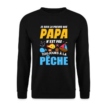 Papa Pêche Pêcheur Bébé Nourrisson Naissance - Sweat-shirt Unisexe - noir - Devant - Alina (178cm) & Michal (187cm)