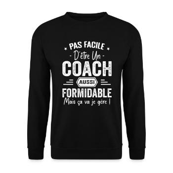 Coach Entraineur Sportif Cadeau Coach - Sweat-shirt Unisexe - noir - Devant - Alina (178cm) & Michal (187cm)