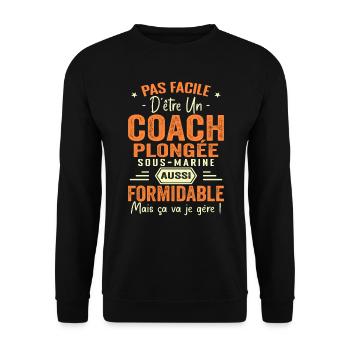 Coach Plongée Sous-marine Cadeau Moniteur Plongée - Sweat-shirt Unisexe - noir - Devant - Alina (178cm) & Michal (187cm)
