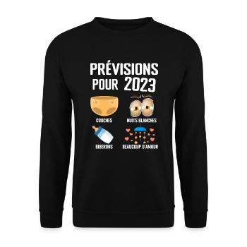 Prévisions pour 2023 Humour Futur Papa pour 2023 - Sweat-shirt Unisexe - noir - Devant - Alina (178cm) & Michal (187cm)