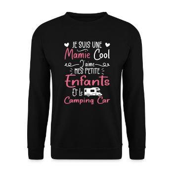 Mamie J'aime Mes Petite Enfants et le Camping-Car - Sweat-shirt Unisexe - noir - Devant - Alina (178cm) & Michal (187cm)