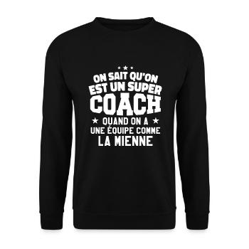 Un Super Coach Cadeau Entraîneur Sportif Humour - Sweat-shirt Unisexe - noir - Devant - Alina (178cm) & Michal (187cm)