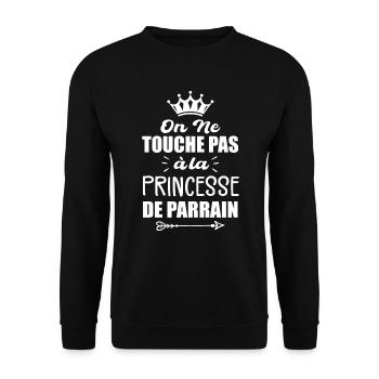 On Ne Touche Pas à la Princesse de Parrain - Sweat-shirt Unisexe - noir - Devant - Alina (178cm) & Michal (187cm)