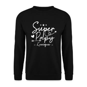 Papy Super Papy Humour Papy Cadeau - Sweat-shirt Unisexe - noir - Devant - Alina (178cm) & Michal (187cm)