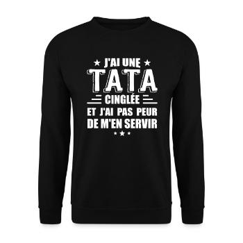 J'ai Une Tata Cinglée - Sweat-shirt Unisexe - noir - Devant - Alina (178cm) & Michal (187cm)