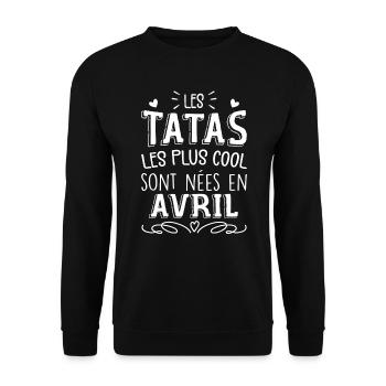 Anniversaire Tante Tata Avril Cadeau - Sweat-shirt Unisexe - noir - Devant - Alina (178cm) & Michal (187cm)