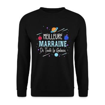 Meilleure Marraine De Toute La Galaxie - Sweat-shirt Unisexe - noir - Devant - Alina (178cm) & Michal (187cm)