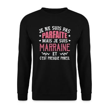 Pas Parfaite Mais Je Suis Meilleure Marraine - Sweat-shirt Unisexe - noir - Devant - Alina (178cm) & Michal (187cm)