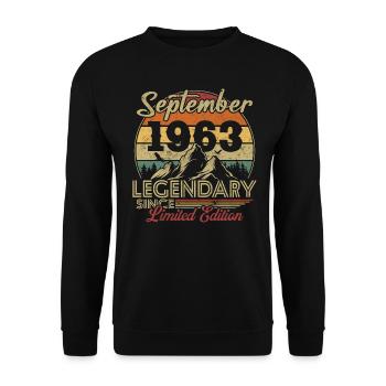 Vintage Retro September 1963 Geburtstagsgeschenk - Unisex Pullover - Schwarz - Vorne - Alina (178cm) & Michal (187cm)